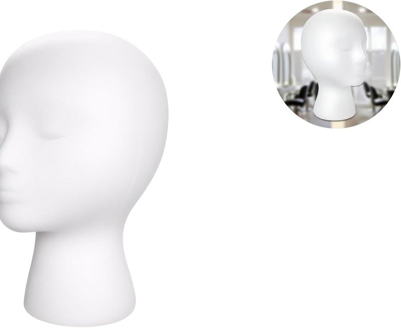 Foam Mannequin Head for Wigs Hats and Eyewear Display Professional Grade Styrofoam Stand with Realistic Proportions - Image 4