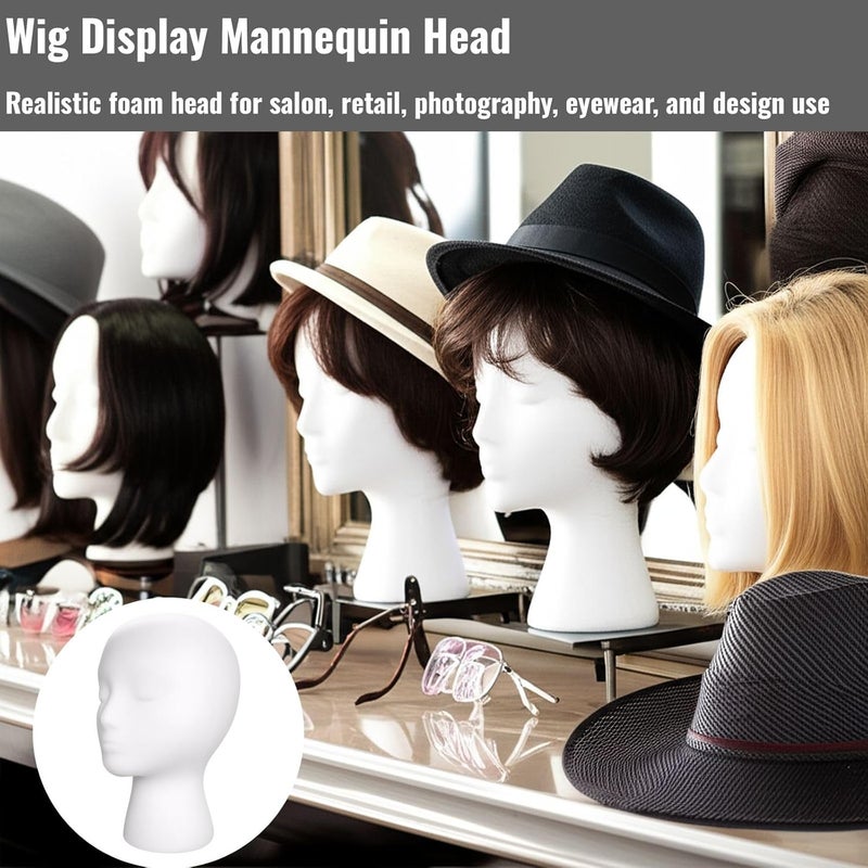 Foam Mannequin Head for Wigs Hats and Eyewear Display Professional Grade Styrofoam Stand with Realistic Proportions - Image 3