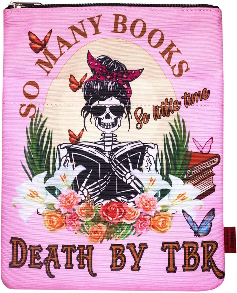 إل باركين إل باركن: الكثير من الكتب، القليل من الوقت، الموت بقائمة القراءة، أغلفة الكتب، غلاف هدية للقراء، غلاف كتاب ورقي بسحاب - Image 1