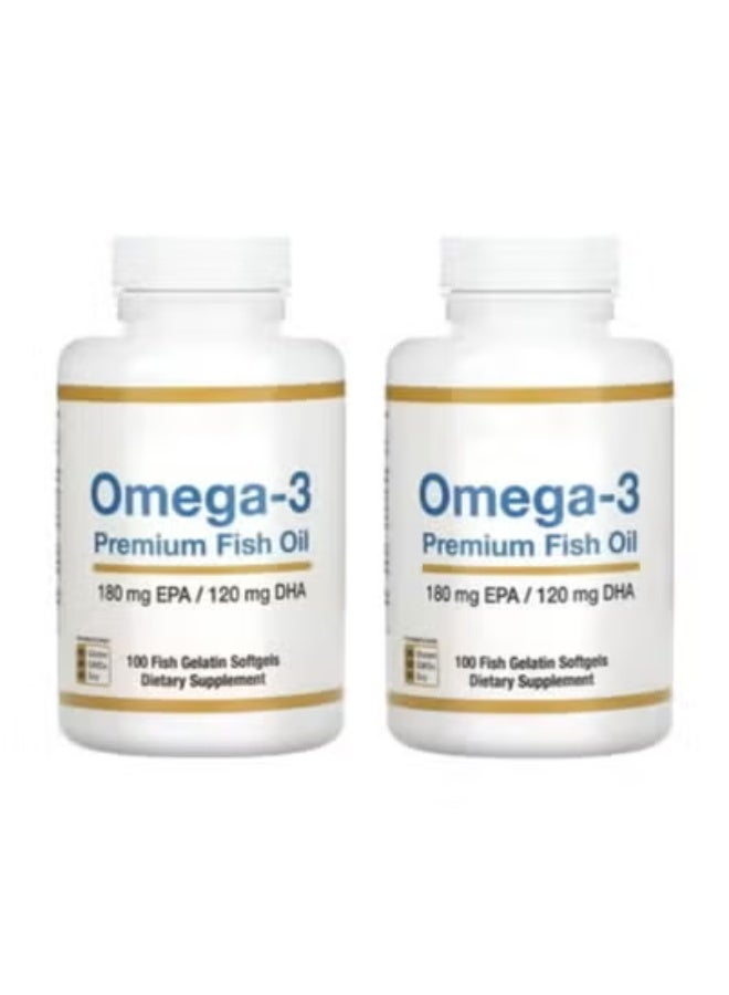 Nutrition Nutrition  Premium Omega-3 Fish Oil Concentrate with EPA and DHA to Improve Lipid Profile and Support Immunity - Gluten-Free, Non-GMO - 100 Fish Gelatin Softgels (Packaging May Vary)*2 Bottles  - Image 1