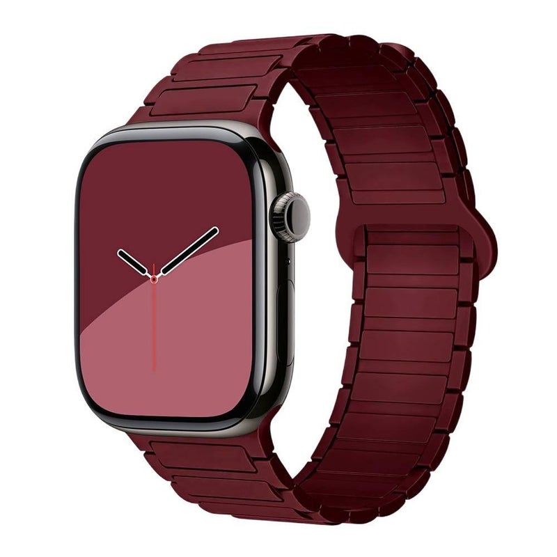 سوار ساعة ذكية سوار رياضي من السيليكون متوافق مع Apple Watch 42/44/45/49mm بملاءمة قابلة للتعديل وحزام بديل للاستخدام اليومي باللون أحمر قابل للتعديل - Veloris - Image 1