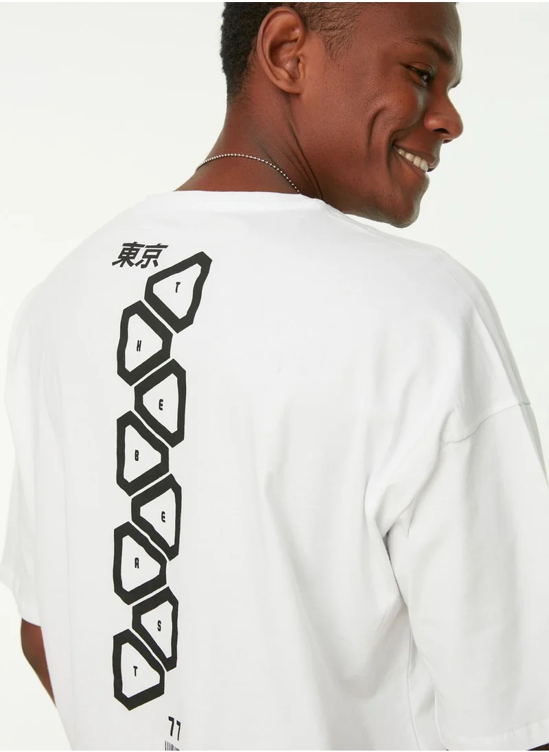 trendyol Back Print Oversize Crew Neck T-Shirt