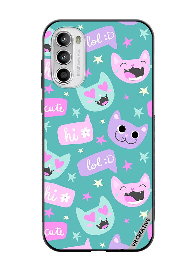 VR CREATIVE Protective Case Cover For Motorola Moto G82 Cat Had And Bubble Speech Design Multicolour - Image 1