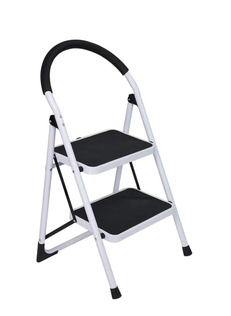2-Step Foldable Aluminium Ladder with Safety Handrail | Anti-Slip Wide Steps | Lightweight Step Stool for Home & Kitchen - Image 3