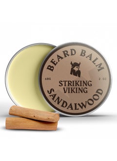 Beard Balm for Men - Leave in Beard Conditioner - Beard Styling Balm Made of Natural & Organic Beard Butter, Argan & Jojoba Beard Oils - Strengthens & Softens Beards - Sandalwood, 2 Ounce (Pack of 1)