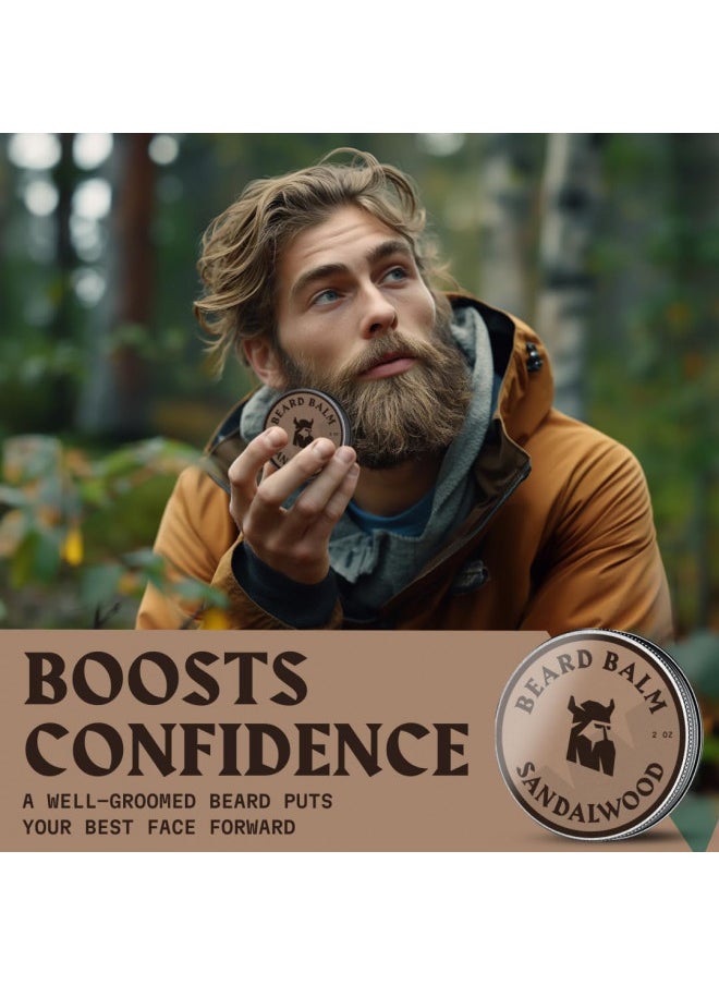 Striking Viking - Beard Balm for Men - Leave in Beard Conditioner - Beard Styling Balm Made of Natural & Organic Beard Butter, Argan & Jojoba Beard Oils - Strengthens & Softens Beards - Sandalwood, 2 Ounce (Pack of 1) - Image 1