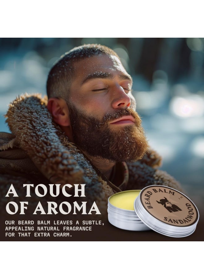 Striking Viking - Beard Balm for Men - Leave in Beard Conditioner - Beard Styling Balm Made of Natural & Organic Beard Butter, Argan & Jojoba Beard Oils - Strengthens & Softens Beards - Sandalwood, 2 Ounce (Pack of 1) - Image 1