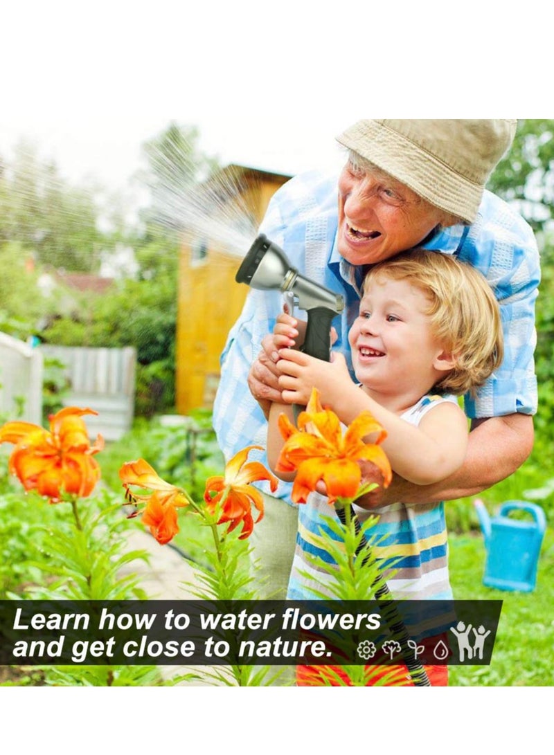 Barakah فوهة خرطوم الحديقة، مسدس رش خرطوم معدني ثقيل 9 أنماط: رذاذ ماء مقاوم للانزلاق للحديقة، والحيوانات الأليفة، وغسل السيارات. فوهة خرطوم حديقة متعددة الاستخدامات للتنظيف والري. - Image 5