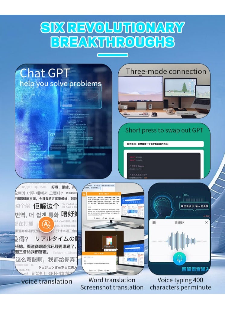 Chat GPT Mouse AI Smart Mouse Wireless Writing Mouse Intelligent Voice Mouse Voice Typing and Real-Time Translation Macaron