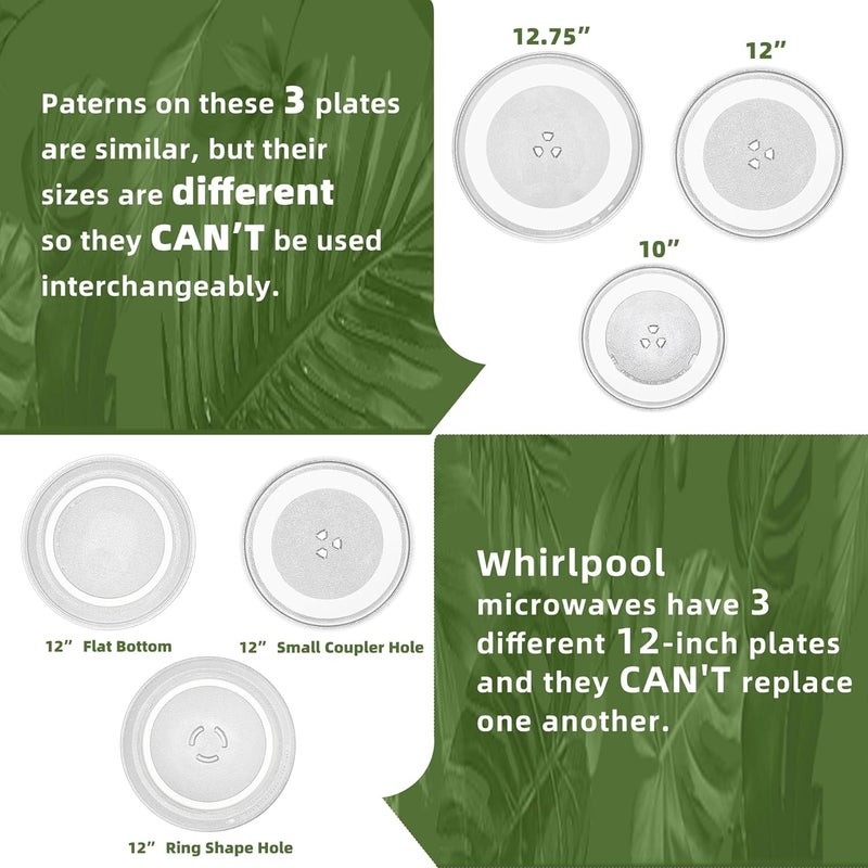 Gemroom 12" Whirlpool Microwave Glass Plate Replacement W11367904 W11291538 W10337247 W11443145, Compatible with Whirlpool Microwave Glass Turntable Plate WMH31017 WML55011 Whirlpool 12 Inch Microwave Plate - Image 2