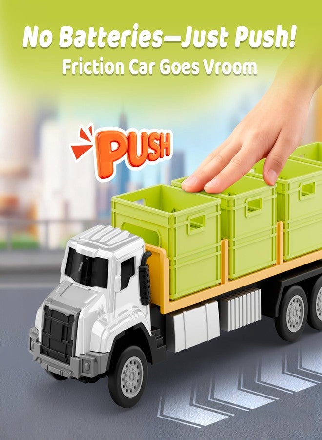 iPlay, iLearn Kids Friction Food Transport Truck Toys, Toddler Push Go Car Vehicle W/Storage Boxes & Foods, Alloy Head Cargo Carrier Play Trucks, Birthday Stocking Gift for 3 4 5 Year Old Boy Girl - Image 2