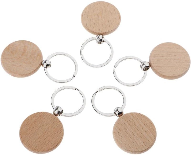 klarako 5x Wooden Blank Charms Pendants For Keychain Keyrings Phone Chain Decors Diy  Wood, round 37x37mm - Image 4