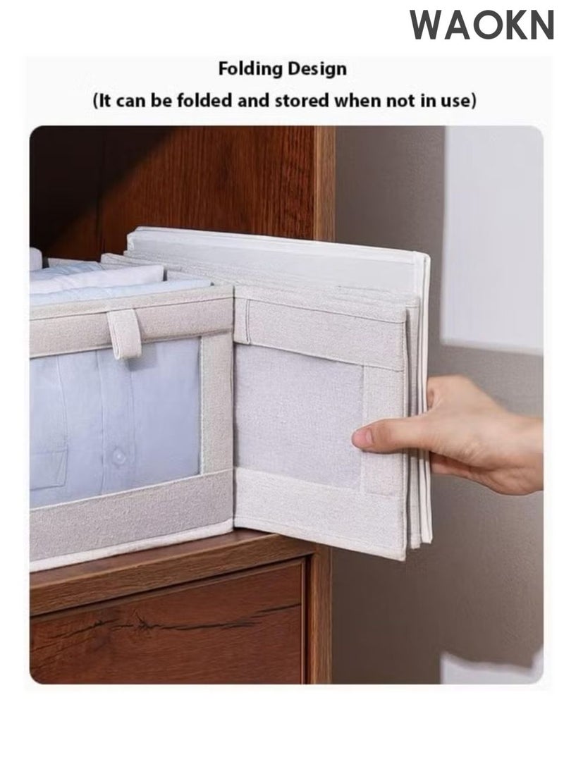 دبليو أيه أو كي أن 4 قطعة خزانة ملابس صناديق تخزين ، صناديق تخزين درج خزانة الملابس القابلة للطي ، صناديق تخزين الجينز ، صناديق تخزين الخزانة القابلة للغسيل ، صناديق تخزين مستطيلة مع مقابض ثابتة لغرفة النوم المنزلية والمكتب لتخزين الملابس والقمصان والسراويل والألعاب والكتب. - Image 5