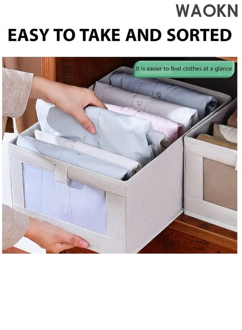 دبليو أيه أو كي أن 4 قطعة خزانة ملابس صناديق تخزين ، صناديق تخزين درج خزانة الملابس القابلة للطي ، صناديق تخزين الجينز ، صناديق تخزين الخزانة القابلة للغسيل ، صناديق تخزين مستطيلة مع مقابض ثابتة لغرفة النوم المنزلية والمكتب لتخزين الملابس والقمصان والسراويل والألعاب والكتب. - Image 4