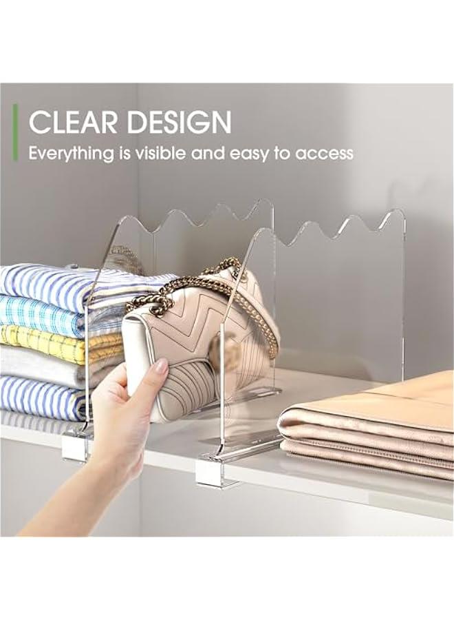 Arabest Shelf Dividers for Closet Organization, Clear Closet Shelf Divider for Clothes Purses Separators, Wood Shelves Organizer for Bedroom, Kitchen, Office, Cabinets, Bathroom, 6 Pack  - Image 3