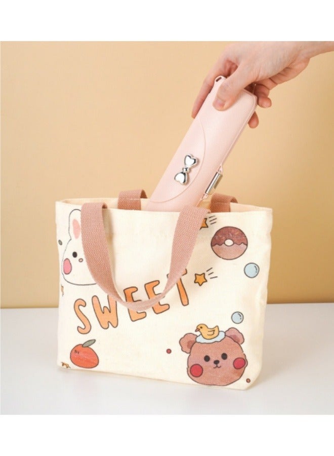 مجموعة أدوات مائدة محمولة من الفولاذ المقاوم للصدأ 304، طقم ملاعق وشوك وعيدان طعام مع صندوق تخزين فيونكة باللون الوردي - Image 4