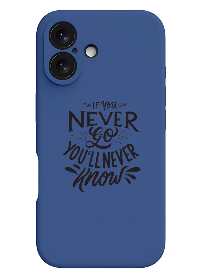 Theodor حافظة آيفون 16 زرقاء واقية رفيعة من سائل السيليكون مع حماية كاملة للجسم ضد الخدوش وصدمات للحماية من آيفون - إذا لم تكن قد جربت ذلك بعد - Image 1