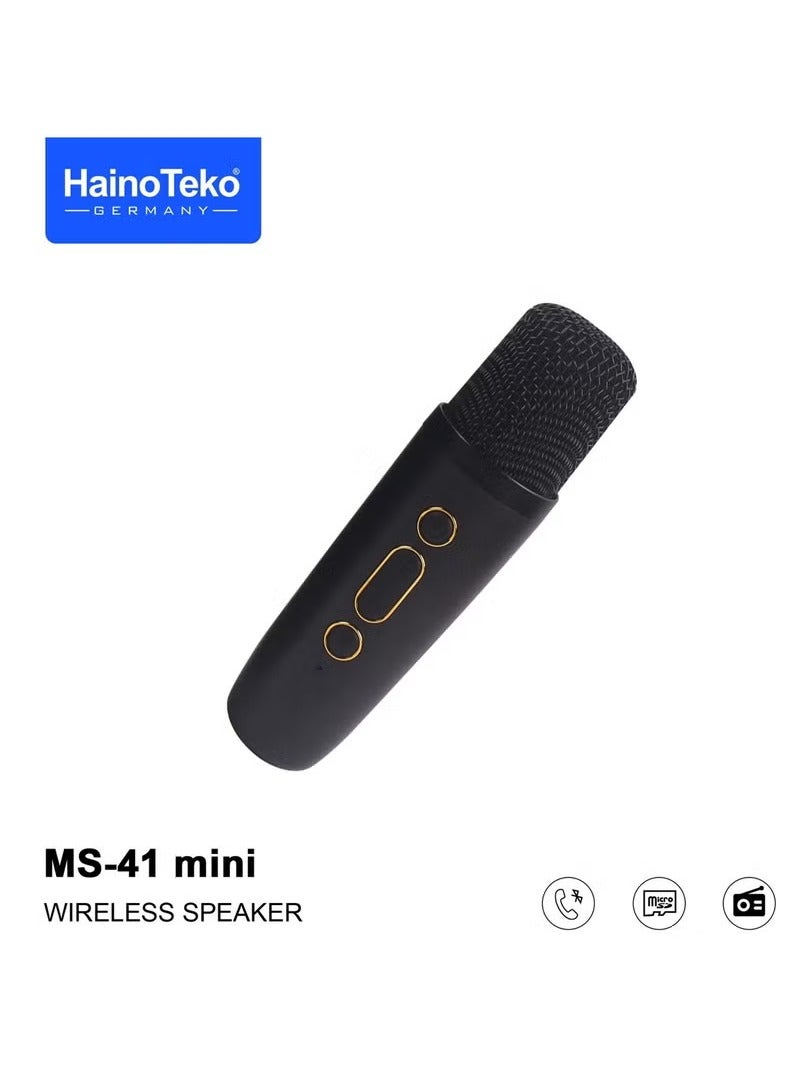 Haino Teko Haino Teko Germany MS-41 Mini Wireless Bluetooth Portable Speaker with Mic Loud Rechargeable Travel Speaker Karaoke Speaker System with Microphone LED Light AUX USB SD Card FM Radio Compact Outdoor Speaker with Deep Bass Best Mini Speaker 2025 - Image 4