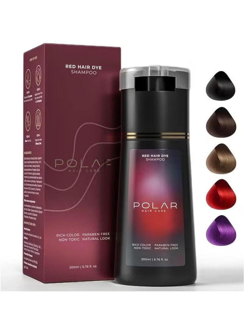 POLAR Hair Care Shampoo, Polar Hair Care Instant Dye Shampoo, Polar Hair Care Dye Shampoo (Red) - Image 1