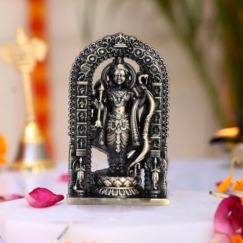 Craftam Lord Ram Zinc Idol | Ram Darbar Murti for Car Dashboard & Home Temple | Shri Ram Statue for Pooja Room & Gift Purpose (2.7 Inch, Antique Finish) - Image 1