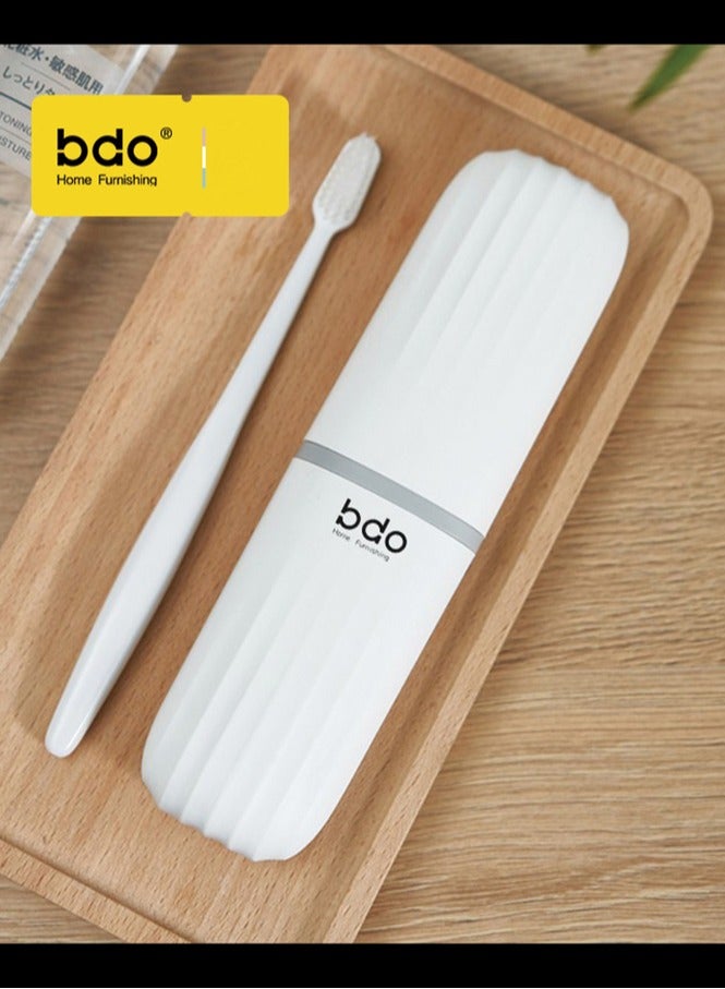 bdo 3Pcs Travel Toothbrush Cup Case, Portable Toothbrush Holder Case for Traveling, Camping, Business Trip and School, Plastic Toothbrushes Toothpaste Set,White,Pink,Cyan - Image 3