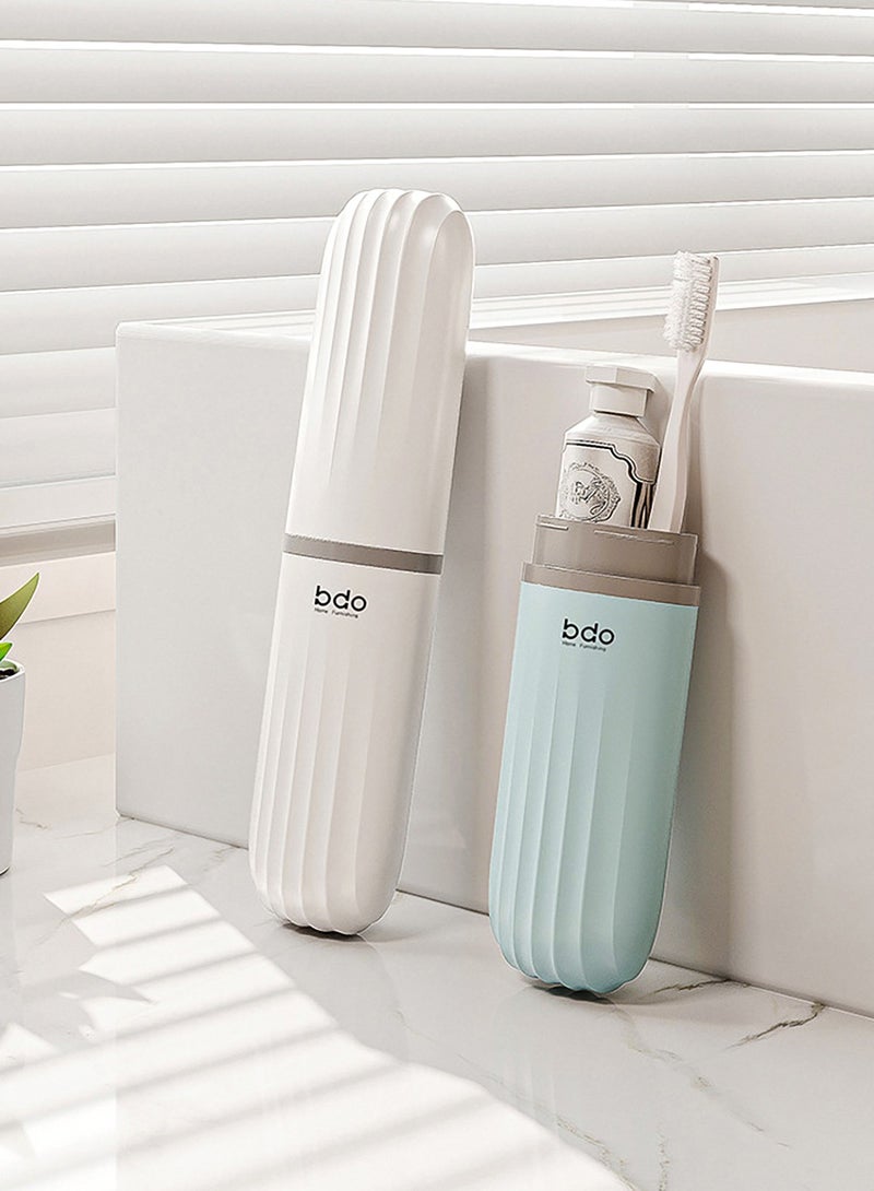 bdo 3Pcs Travel Toothbrush Cup Case, Portable Toothbrush Holder Case for Traveling, Camping, Business Trip and School, Plastic Toothbrushes Toothpaste Set,White,Pink,Cyan - Image 5
