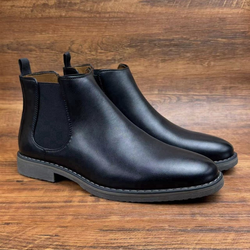 Cross-border Mens Chelsea Bootstrap Foot Boots British Retro Low-cut Boots Chelsea Boot Black