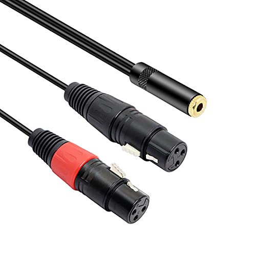 MEIRIYFA Dual XLR to 1/8 Female Adapter, Balanced Mini-Jack(3.5mm) to Microphone Cable, 3.5mm Stereo TRS to Dual XLR Transforming Cord Converter (1 feet /30cm) - Image 1