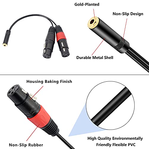 MEIRIYFA Dual XLR to 1/8 Female Adapter, Balanced Mini-Jack(3.5mm) to Microphone Cable, 3.5mm Stereo TRS to Dual XLR Transforming Cord Converter (1 feet /30cm) - Image 2