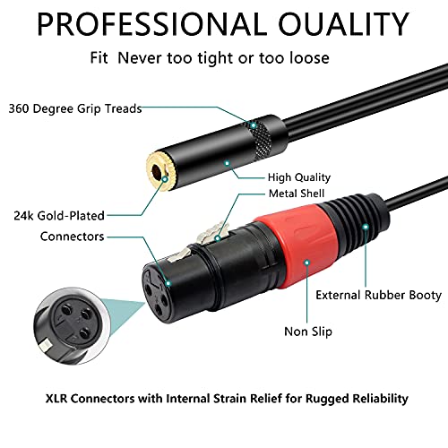 MEIRIYFA Dual XLR to 1/8 Female Adapter, Balanced Mini-Jack(3.5mm) to Microphone Cable, 3.5mm Stereo TRS to Dual XLR Transforming Cord Converter (1 feet /30cm) - Image 5