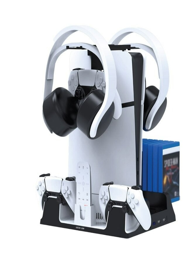 Green Lion PS5 Cooling Stand Charging Station - White - Image 1