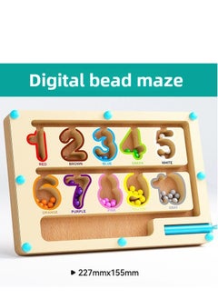Wooden magnetic maze, suitable for young children, magnetic color and number maze, Montessori wooden color matching learning counting puzzle board, counting matching activity fine motor skills toy for children