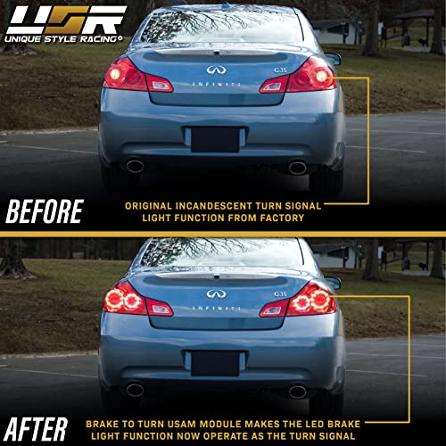 USR UNIQUE STYLE RACING USR 03-13 G35 G37 4DOOR Sedan Plug and Play Wire Module Set Activating LED Brake Lights as Turn Signals (Left + Right) Compatible with 2003-2013 Infiniti G35 G37 4-Door Sedan - Image 3
