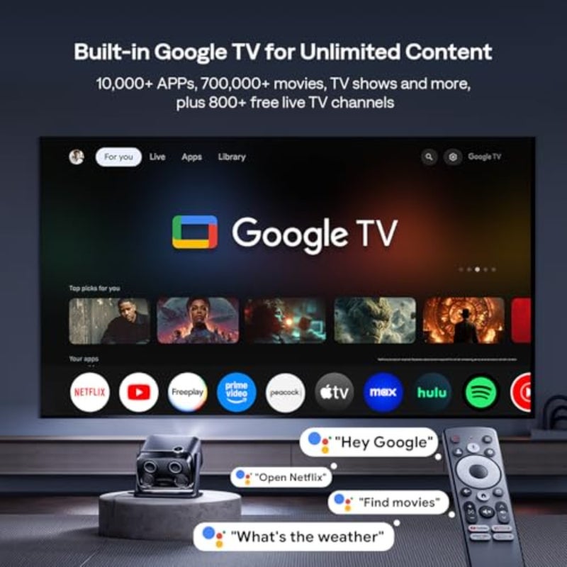 غرفة النوم/المسرح المنزلي/الاستخدام الخارجي، جهاز عرض بلاستيك ABS أسود مع دعم 4K، صوت Dolby، التركيز في الوقت الحقيقي، التحكم الصوتي، ووضع العائلة - Image 2