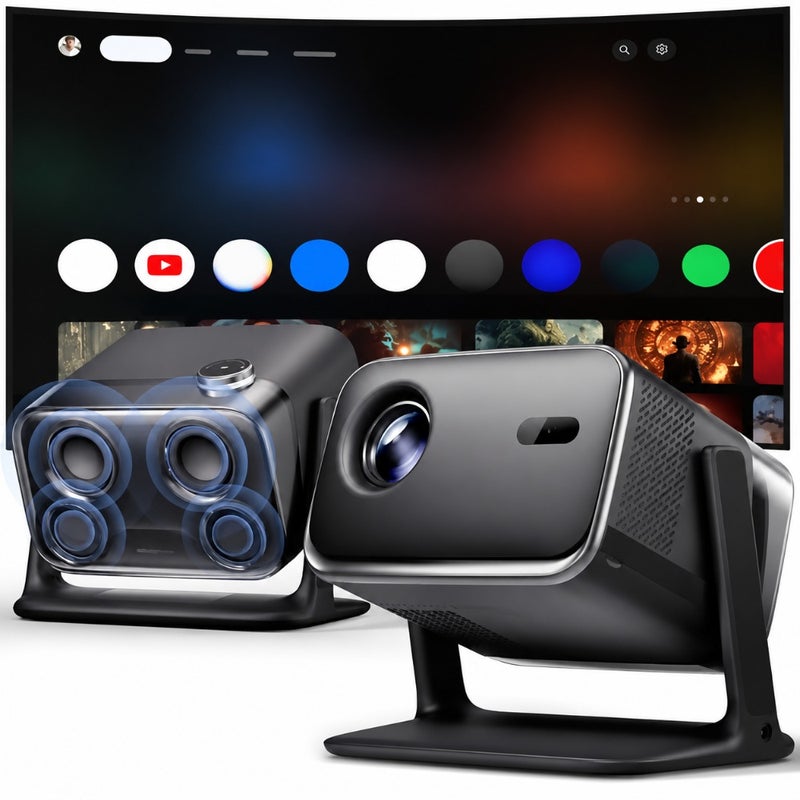 غرفة النوم/المسرح المنزلي/الاستخدام الخارجي، جهاز عرض بلاستيك ABS أسود مع دعم 4K، صوت Dolby، التركيز في الوقت الحقيقي، التحكم الصوتي، ووضع العائلة - Image 1