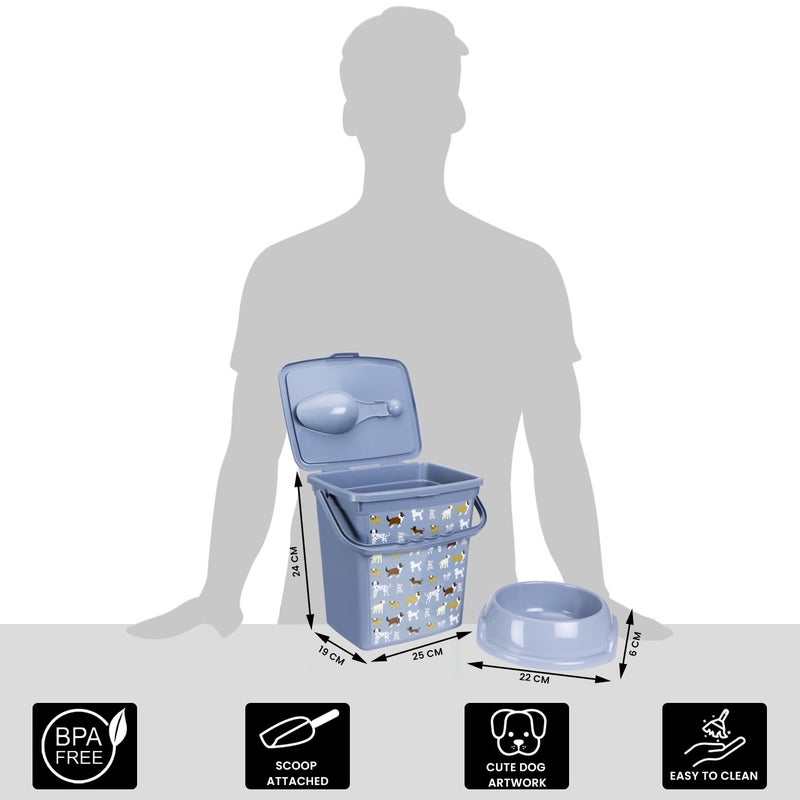 Comet Plastics 6L Pet Food Storage Container With Scoop and Pet Food Bowl | Cute Dog Artwork on your pet food storage container | Pet food bowl -750ml | BPA Free | Grey | Free Scoop | Free Bowl | - Image 5