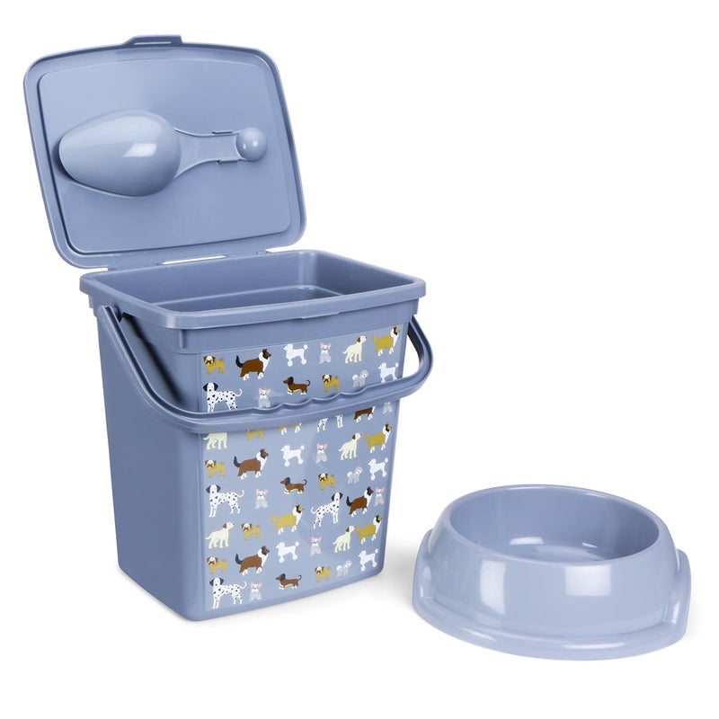 Comet Plastics 6L Pet Food Storage Container With Scoop and Pet Food Bowl | Cute Dog Artwork on your pet food storage container | Pet food bowl -750ml | BPA Free | Grey | Free Scoop | Free Bowl | - Image 4