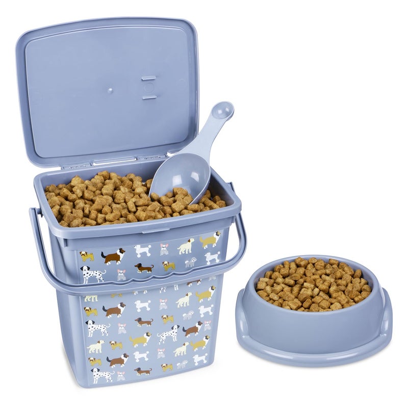 Comet Plastics 6L Pet Food Storage Container With Scoop and Pet Food Bowl | Cute Dog Artwork on your pet food storage container | Pet food bowl -750ml | BPA Free | Grey | Free Scoop | Free Bowl | - Image 2