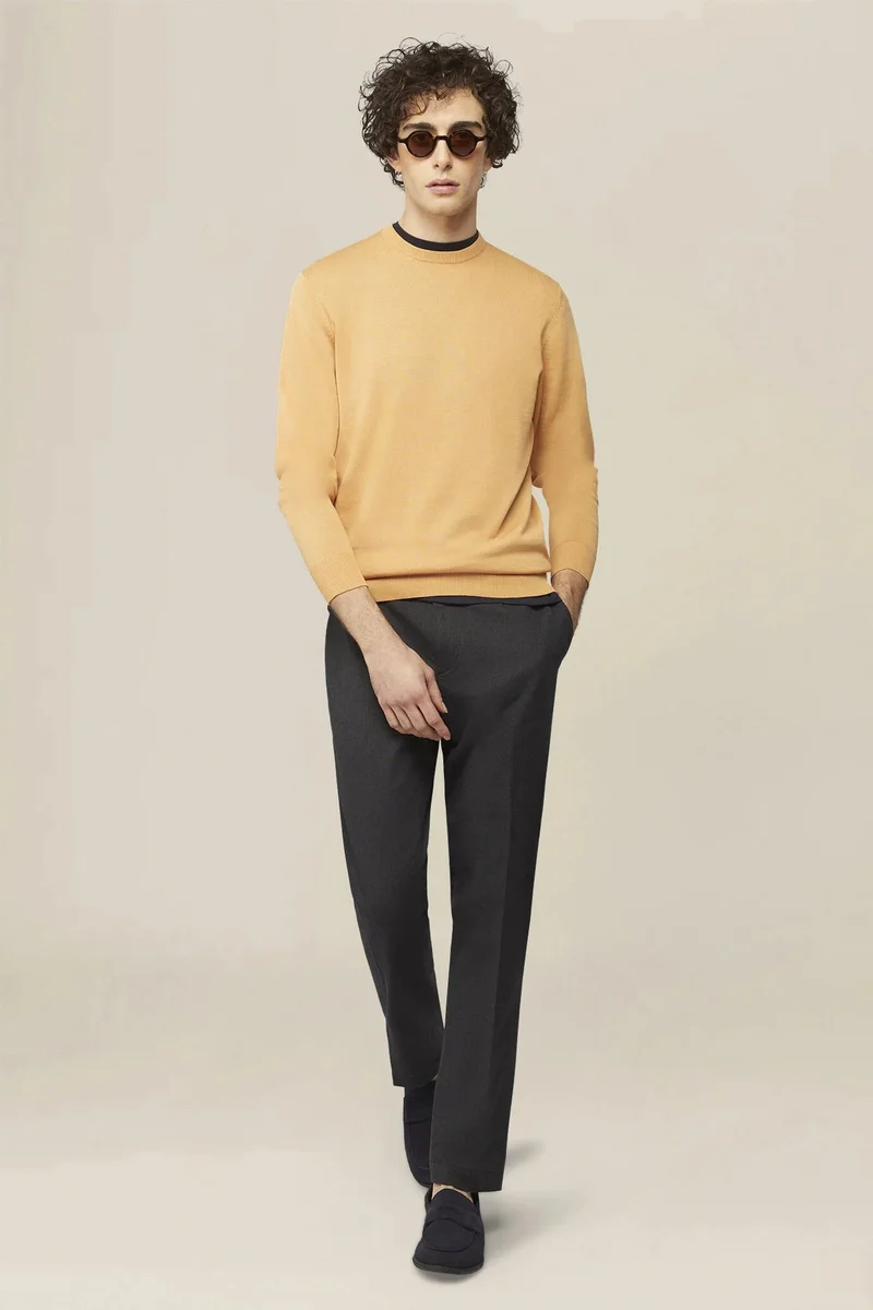 دوبل غانغر Men's crew neck jumper in 100% cotton - Peach