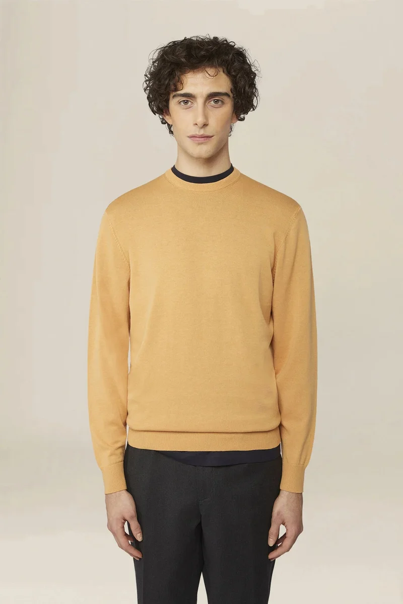 دوبل غانغر Men's crew neck jumper in 100% cotton - Peach