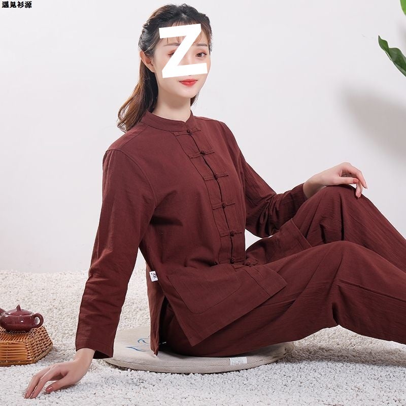 Chinese Style Men'S And Women'S Buddhist Style Suit Zen Suit Tea Suit Hussier Suit Sportswear Meditation Taiji Suit Two-Piece Set - Image 5