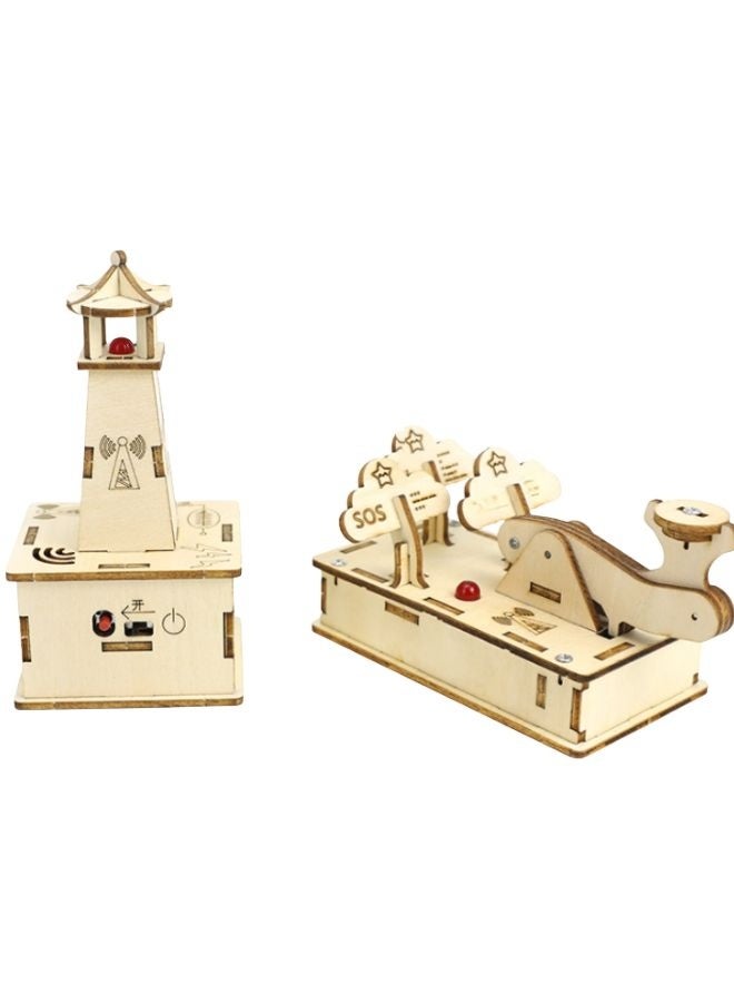Fatio STEM Toy, Wooden Morse Signal Transmitter-Receiver, wireless telegraph. Montessori Toy, DIY 3D puzzle, battery-powered, eco-friendly, handmade, educational toy - Image 2