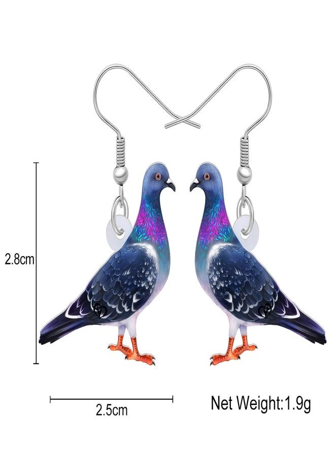 Bonsny Acrylic Drop Dangle Anime Blue Dove Pigeon Bird Earrings Jewelry For Women Girls Kids (Navy) - Image 5