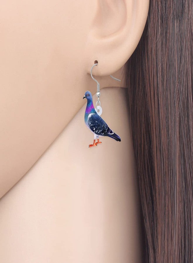 Bonsny Acrylic Drop Dangle Anime Blue Dove Pigeon Bird Earrings Jewelry For Women Girls Kids (Navy) - Image 2