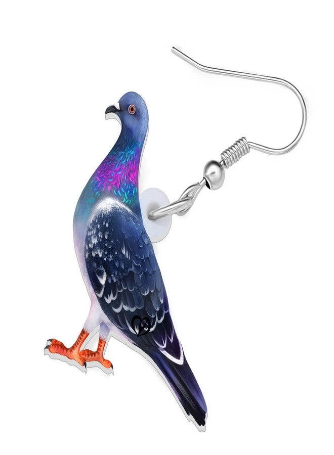 Bonsny Acrylic Drop Dangle Anime Blue Dove Pigeon Bird Earrings Jewelry For Women Girls Kids (Navy) - Image 3