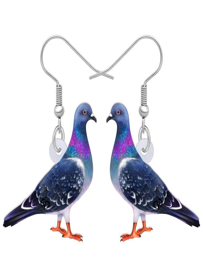 Bonsny Acrylic Drop Dangle Anime Blue Dove Pigeon Bird Earrings Jewelry For Women Girls Kids (Navy) - Image 1