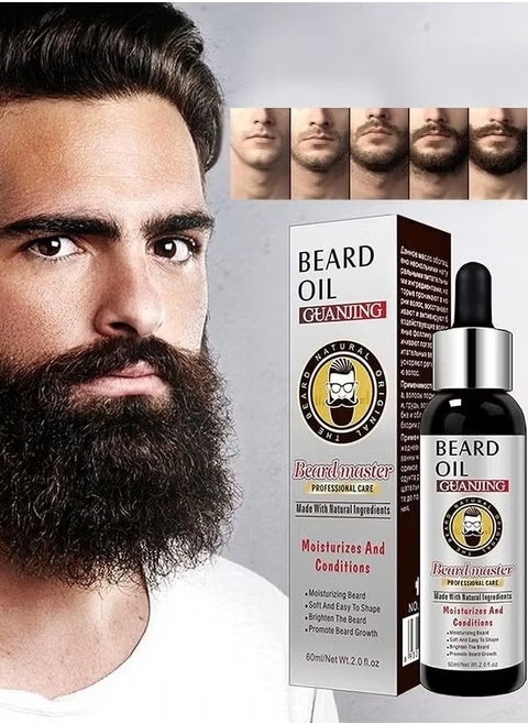 60ml Beard Oil 100% Natural Conditioner and Softener for Men Hydrates and Moisturizes for Beard Growth Treats Dry Itchy Beards Leave Your Beard Feeling Amazing Beard Growth Oil.