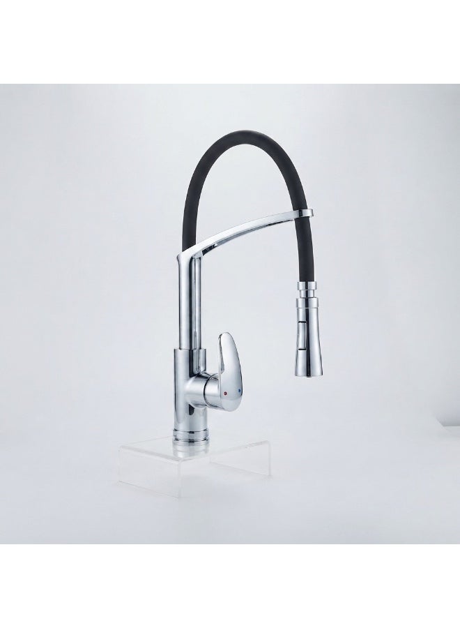 NOVEX NSBF-WF211 Watford Series Kitchen Sink Mixer, Chrome Body Black Flexible Spout, 360 Degree Swivel, Hot Cold Water, Ceramic Cartridge - Image 1