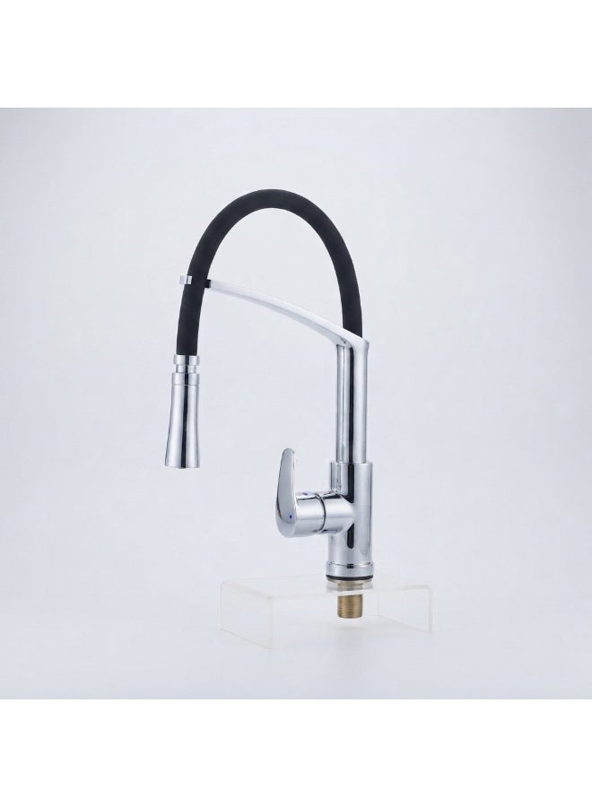 NOVEX NSBF-WF211 Watford Series Kitchen Sink Mixer, Chrome Body Black Flexible Spout, 360 Degree Swivel, Hot Cold Water, Ceramic Cartridge - Image 2