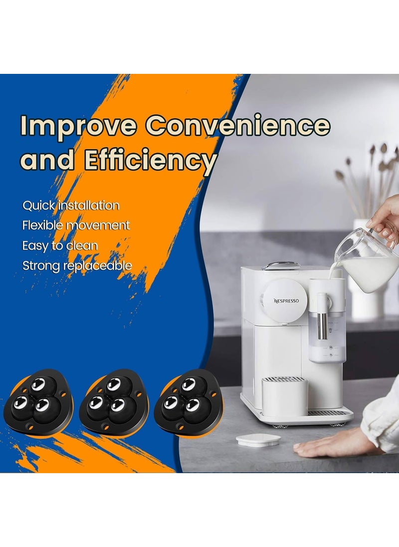 CUBIZ CUBIZ Self Adhesive Caster Wheels 360 Swivel Universal Wheel Mini Roller Ball Transfer Bearing for Small Kitchen Appliances Storage Box Trash Can Black 4 PCS Black 4 PCS  - Image 4